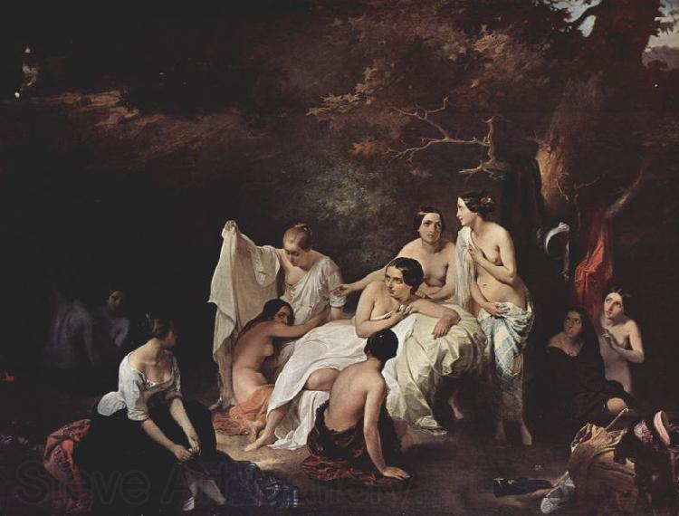 Francesco Hayez Bath of the Nymphs Norge oil painting art